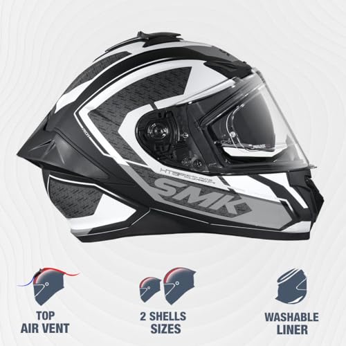 Image of SMK Typhoon RD1 Full Face Helmet, Dual Visor, ISI DOT & ECE 22.06 Certified