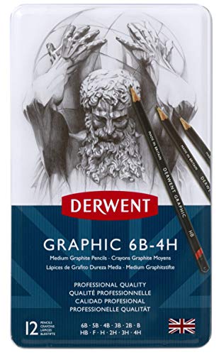 Derwent Graphic Drawing Pencils, Medium, Metal Tin, 12 Count (34214) #TOP1