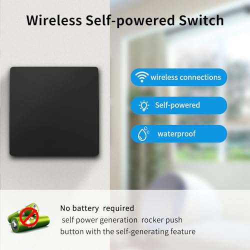 HYHIOTS Funkschalter 230V Funk Lichtschalter Batterielose Set Funk-Sender-Sicherheitsschalter und Empfänger-Controller 10A, Funk Schalter Licht, Keine Verkabelung, Funk-Lichtschalter (2 Way Kit)