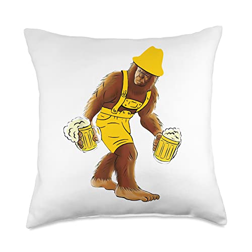 Bigfoot Stein Mug Funny Oktoberfest German Festival Throw Pillow