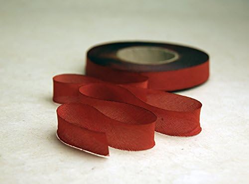 1" (24mm) Hand Dyed Silk Ribbon bias Cut 6 Yard Cutting - Color 528 Sun Dried Tomato