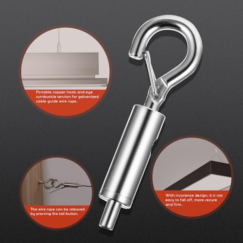 Cabilock 6 Pcs Wire Rope Turnbuckle Cable Guide with Hook and Eye Suspension Hardware for Wire Rope Cable Fastening and Tensioning in Industrial Lifting Applications miniatura 4
