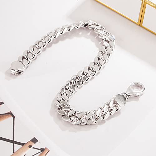 Dankadi Fashion 925 Sterling Silver Solid Miami Cuban Link Chain Bracelet 8Mm - 16Mm- Curb Cuban Bracelet Solid Thick Big Link Bracelet For Men Boys- 7-11 Inch Jewelry (8Mm 7 Inch) #TOP2