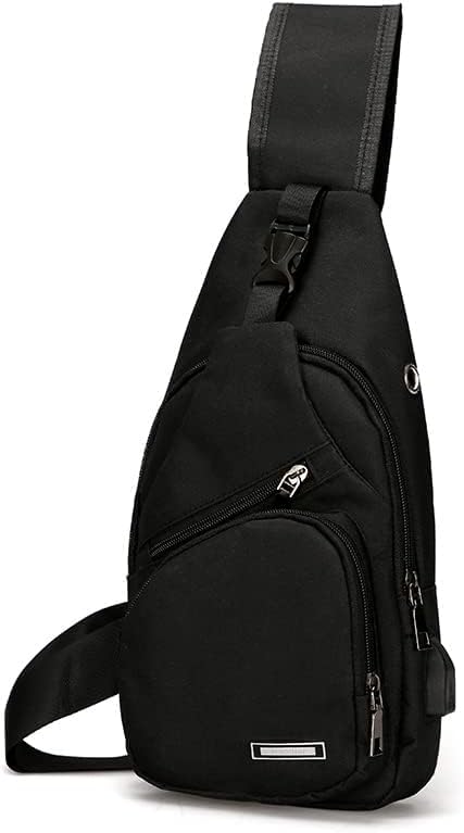 Men's Sling Bag, Business Leather Shoulder Backpacks Campus Travel Crossbody Bag with USB Charging Port