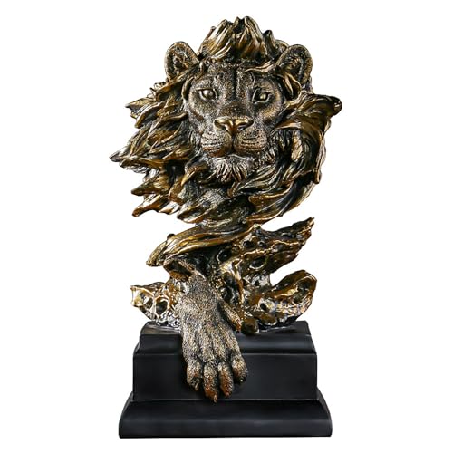Yuaaoh Statue Lion en Resine Sculpture Roi Lion Decoration Tête de Lion Sculpture Decoration Interieur Lion Statue Figurine Décorative Artistique pour...
