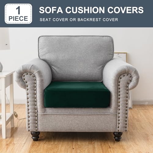 Image of Stretch Silver Fox Velvet Couch Cushion Cover - Soft and Comfortable Fuzzy Slipcover for Chair, Sofa, or Seat Cushion(1 PC for Seat Cushion or Backrest,Christmas Green)