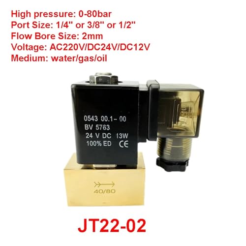 Électrovanne directe 80 bar en laiton 1/2 pour une étanchéité totale en DC24V