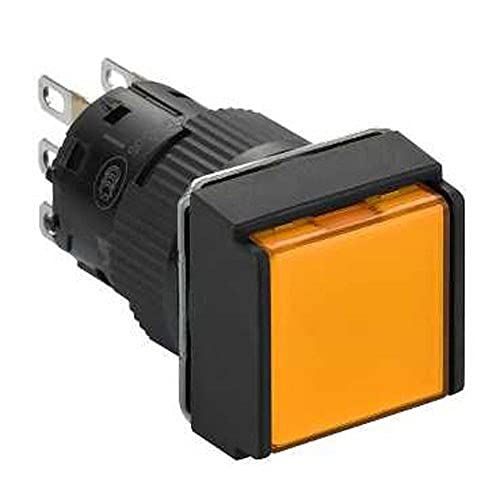 Bouton poussoir carre lumineux orange avec contact double 1NANC