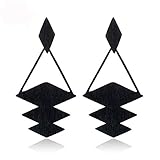 KaFu Statement Earrings Wooden Earrings for Women - Big Round Circle Geometric Wood Drop Dangle Hook Earrings Fashion Cute (KaFu04)