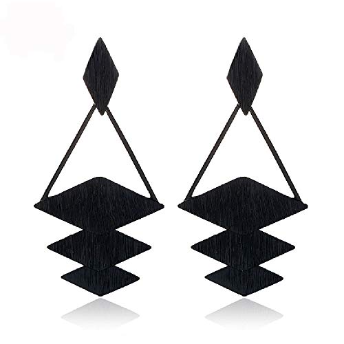 KaFu Statement Earrings Wooden Earrings for Women - Big Round Circle Geometric Wood Drop Dangle Hook Earrings Fashion Cute (KaFu04)