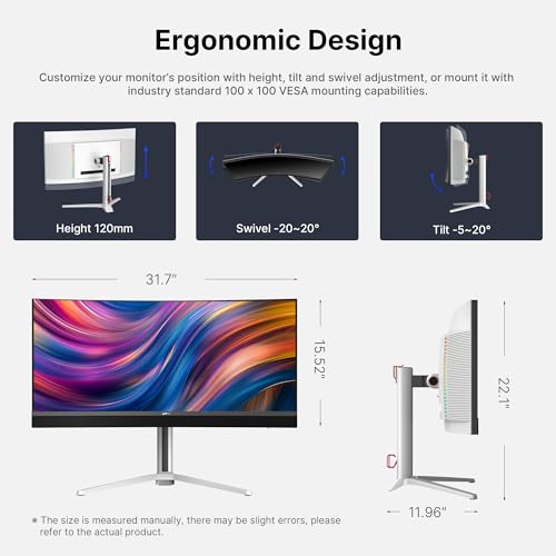 Image of MP Mobile Pixels 34 inch Mini-LED Curved Gaming Monitor, DQHD 3440x1440 165Hz 1ms, HDR1000, 99% sRGB /Adobe RGB, 90W USB-C, FreeSync Premium, Built-in Speakers