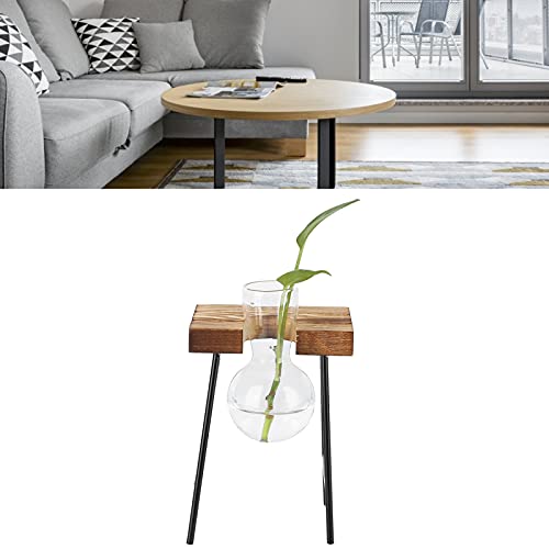 Plantador de vidro, vaso de planta retrô de boa permeabilidade ao ar Vaso de mesa com suporte de mad
