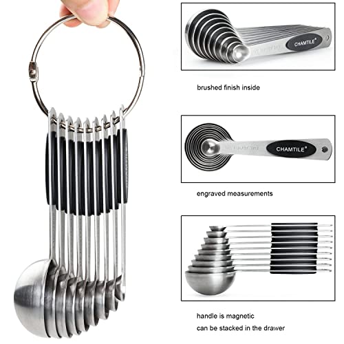 Measuring Spoons Set Stainless Steel Magnetic Measuring Spoons Heavy Duty Stackable Teaspoon Tablespoon For Measuring Dry And Liquid Ingredients, Fits In Spice Jars Set Of 9 #TOP4