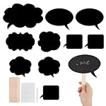 10 Pcs Blank Photo Booth Props, Writable Black Cardboard Speech Bubble Signs, with Wooden Sticks for Wedding Ceremony Reception and Bridal Shower Photo Decoration (6 Inch) - Image 2