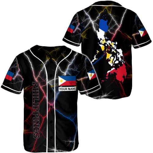 Personalized Philippines Baseball Jersey XS-5XL, Filipino Flag Baseball Jersey, Philippines Shirts, Philippines Flag Shirt, Style 4, Small-5X-Large