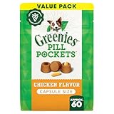 Greenies Pill Pockets for Dogs Large Size, Soft Dog Treats, Chicken Flavor, 15.8 oz. Pouch (60 Treats)