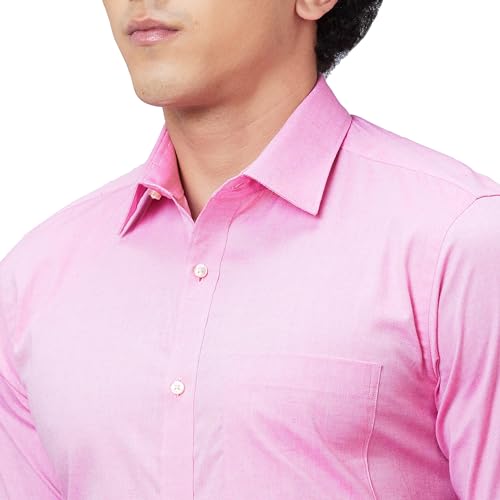 Image of Raymond Men Slim Fit Structure Pattern Pure Cotton Semi Cutaway Collar Full Sleeve Formal Shirt