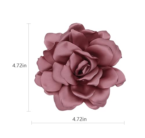 Image of Large Camellia Satin Fabric Flower Brooch Pins Hairpin for Women,ladies. (Dark pink)