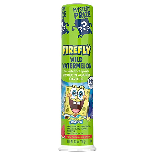 Image of FIREFLY Spongebob Natural Anticavity Fluoride Toothpaste Flavor, Wild Watermelon, 4.2 Ounce (Pack of 1)