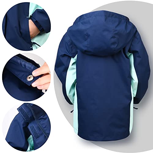 Image of YINGJIELIDE Boys Girls Waterproof Rain Jackets Kids Easy to Fold Windbreaker Lightweight Outdoor Hooded Raincoat