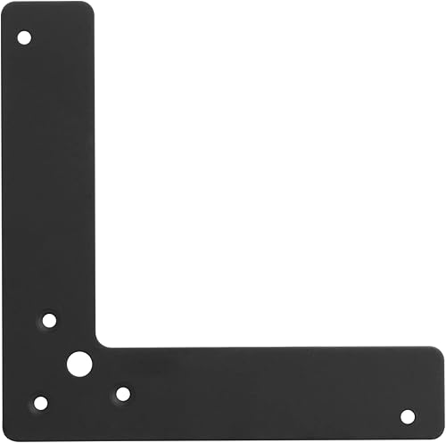 Miniatura 8 de 10 unidades de soporte de esquina plano negro de 4 x 4 x 1 pulgadas, en forma de L, placas de reparación de fijación plana, grosor de 0.079