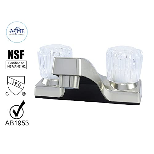 WMF-4224-BN RV Bathroom Faucet with Double Handle Polished Chrome Brushed Nickel Plating Over ABS Plastic 4 on Center — view 9