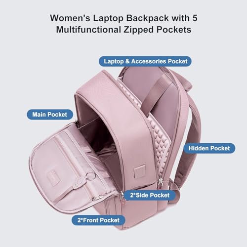 Image of CHANTRIA Backpack for Women 21L Medium Bagpack for Office Travel 15.6 inch Laptop Bag with USB & Type-C Charging Port Water-resistant Multi-functional Multi-pocket Ladies Backpack