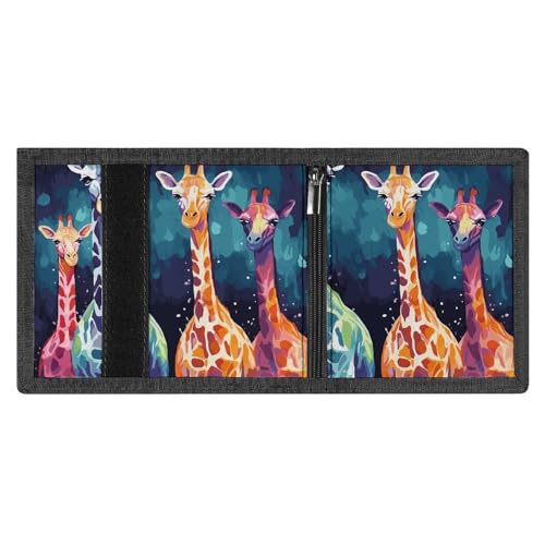 Colorful Giraffe Fans Lovers Trifold Wallet for Men - Money Clip Slim Wallets with Multiple Card Slots Minimalist Small Front Pocket Wallet for Everyday Carry4