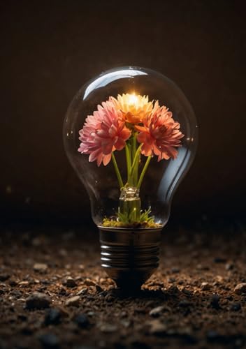 Light Bulb with Flower Notebook: 6x9 Inches, Softcover, 240 Blank Pages