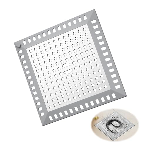Yuqilin Filtro Doccia Capelli Quadrato, 12,2 X 12,2 cm Filtro Scarico Doccia, Anti Intasamento, Tappo Lavandino Bagno, Tappo Doccias Raccogli Capelli, per Gli Scarichi a Pavimento di Bagni e Cucine