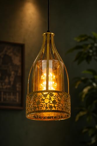Image of Modern Moroccan Design Bottle Shaped Pendant Lamp | Hanging Lamp for Living Room| Ceiling Lamp for Bedroom, Kitchen, Balcony, Restaurant /Cafe(Bulb Not Included)