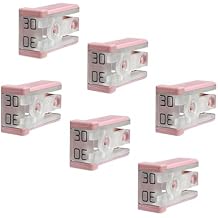 6 PCS Mini Slotted Automotive Cartridge Fuse Kit, 30A 32V Micro Low-Profile Slotted Fuses Replacement, Mini Type Box Shaped Cartridge Fuse Assortment Kit for Car Truck SUV