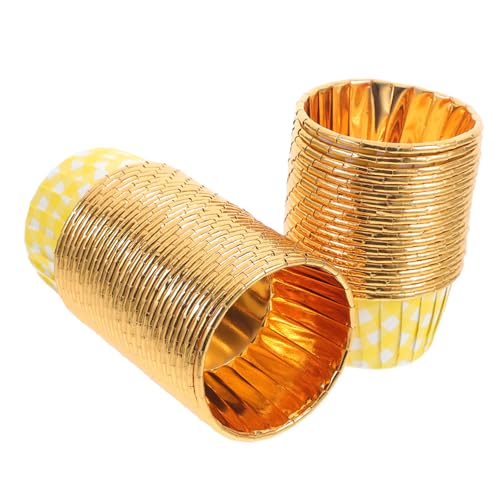 Ipetboom 50 piezas Unidades Papeles para Hornear Cupcakes Resistentes Altas Temperaturas Liners para Magdalenas Diseño Cuadriculado Amarillo Prácticos para Fiestas y Repostería Profesional