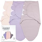 Bublo Baby Swaddles for Newborns – 3-Pack Infant Swaddles 0-3 Months – Adjustable Swaddle Sleep Sack – Soft Organic Cotton Baby Wrap for Safe & Cozy Sleep (Baby Pink-Lavender)