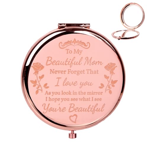 Image of Apradas Compact Mirror Gifts for Mum, Portable Travel Mirror, Mother’s Day Birthday Presents for Mum (Mum - Round Style)