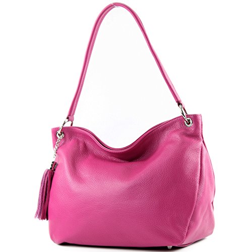 modamoda de - T154 - Sac bandoulière ital en cuir, Pink2021, Medium
