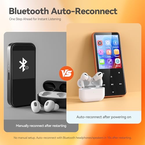 Image of AGPTEK 64GB MP3 Player with Bluetooth, M3 2.4 inch Music Player with Speaker and FM Radio, Touch Buttons, Supports Up to 128GB(Orange) | with FM Radio, Touch Buttons, Supports Up to 128GB(Orange)