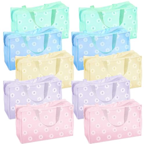 Neceser Transparente Viaje Avion,10 Piezas 5 Colores Bolsa de Aseo Margaritas,Kit Viaje Avion Multifuncional Adecuada para Viajes,Almacenamiento de Viajes de Negocios