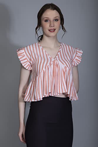Image of GRECIILOOKS Tops for Women - Cotton Lining Pattern Stitched Regular Fit T-Shirt with Fancy Sleeve for Girls,Suitable for Festival,Office,Travelling,Dating,Regular Fit T-Shirt for Ladies(Pack of 1)