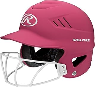Rawlings Highlighter Series Coolflo Youth Baseball/Softball Batting Helmet with Face Guard, Matte Neon Pink