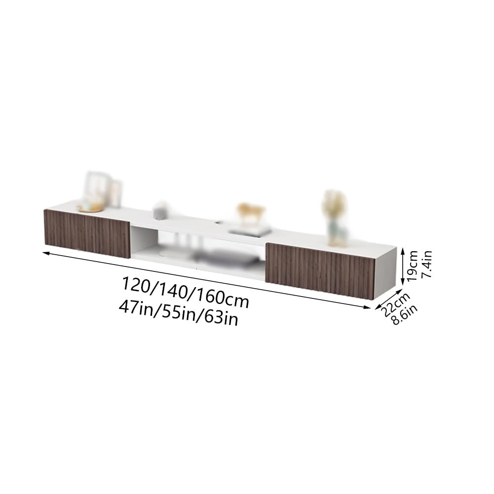 Mobile TV sospeso, da Parete, in Legno massello, Grande Console multimediale, Centro di intrattenimento per Soggiorno e Camera da Letto (Nero 120 cm/47 Pollici)