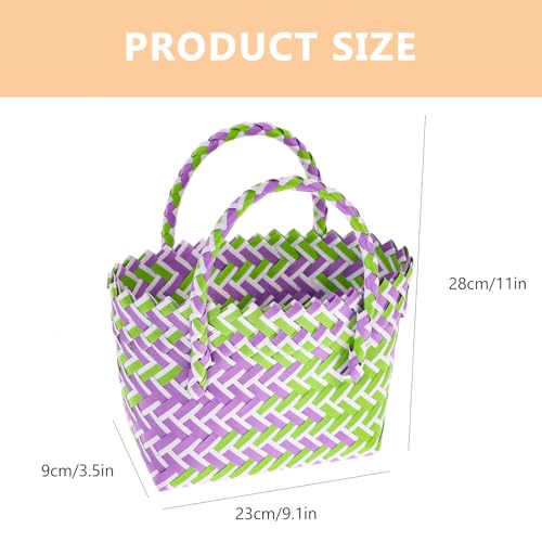 Panier tressé léger et réutilisable en PVC avec poignée solide