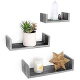Under.Stated Floating Shelves U Shaped, Rustic MDF with PVC Wall Mounted Display Rack, Multi-Purpose