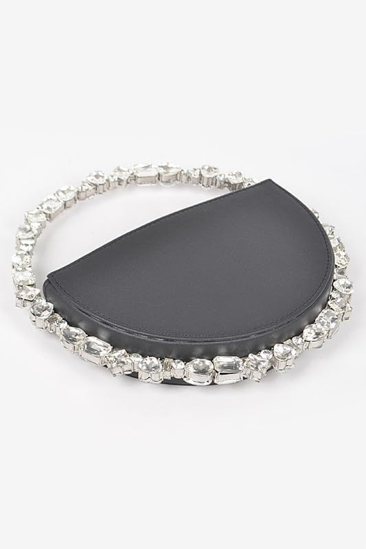 Rhinestone Moon Shape Round Evening Bag Crystal Handheld Circle Clutch Purse for Women’s Parties Weddings Proms