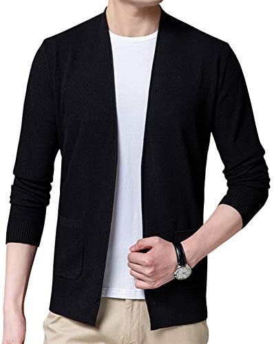 Mens Casual Open Front Long Sleeve Cotton Cardigan Sweater