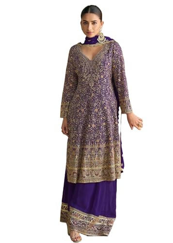 Combinaison de travail en Georgette brodé Palazzo 12335 pour femme