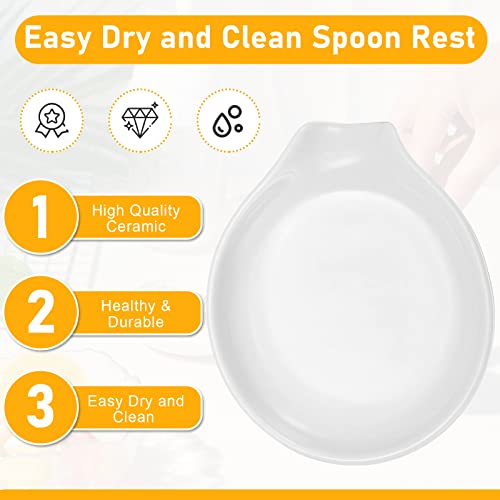 Image of Irenare 1 Pcs Ceramic Spoon Rest for Stove Top, 3.74 Inch Porcelain Spoon Holder, Coffee Utensil Rest Heat Resistant Dishwasher Safe for Home Kitchen Accessories Gift(White)
