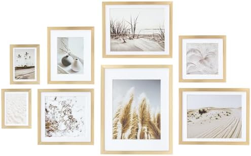 ArtbyHannah Gallery Wall Frame Set, 8 Pack Gold Picture Frames, L...