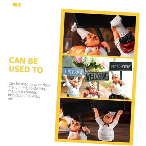 lurrose キッチン用レジン製シェフ置物 メッボード付き 卓上デコレーション 家用装飾 簡単メッ伝達用 おままごとや の遊びにも