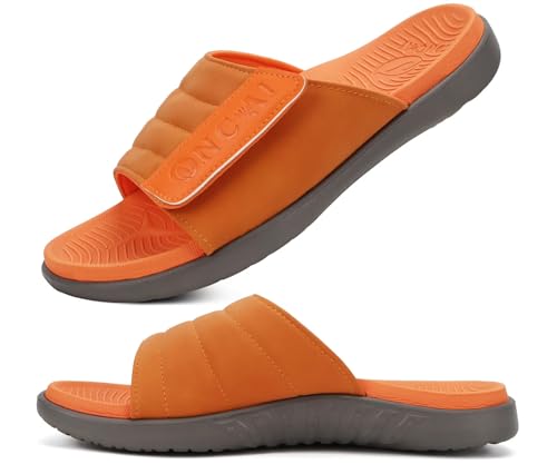 Image of ONCAI Mens Sandals Adjustable Straps Orthotic Plantar Fasciitis Open Toe Athletic Sport Slides with Soft Comfy Arch Support Footbed Size 7.5-15
